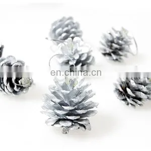 Natural Pine Cones for Decoration Christmas Tree Pendant Pine Cones Snow Color Pine Cones 6 Pcs thumbnail-2