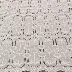 Swiss Hollow Out Embroidered Cotton Lace Fabric thumbnail-1