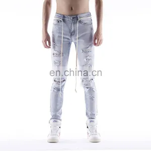 DiZNEW 2019 Custom Washed Jeans Pant Men Denim Jeans Slim Fit Skinny Jeans Denim thumbnail-3