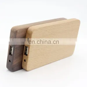 Wooden Oem Logo Promotional 6000mah Power Bank Wood Battery Charger Super Thin Power Charger for Phone thumbnail-2