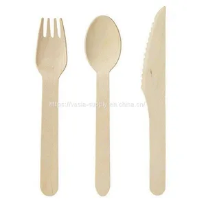Great Price Parties Wedding Events Disposable Biodegradable 16cm Wooden Cutlery Set thumbnail-2