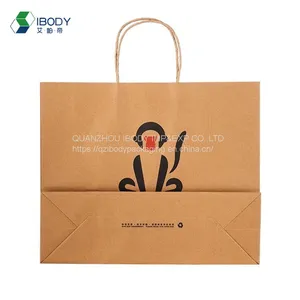 Recyclable Kraft Paper Bag With Your Own Logo, Custom Shopping Paper Bag For Food With Handle thumbnail-1