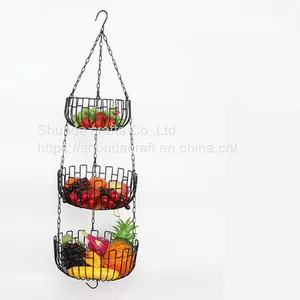 High Quality Wire With Coating Metal Fruit Basket Detachable Kitchen Storage Baskets thumbnail-3