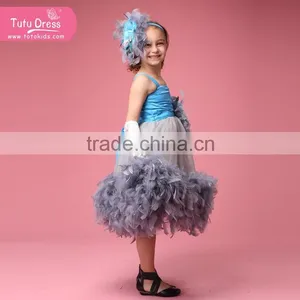 Luxury Feather Princess Flower Girls' Dresses for Beach Wedding Party Kids Gown thumbnail-2