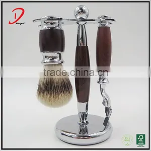 High Quality Silvertip Badger Hair Shaving Brush Shaving Stand and Razor Metal Shaving Brush Set thumbnail-2