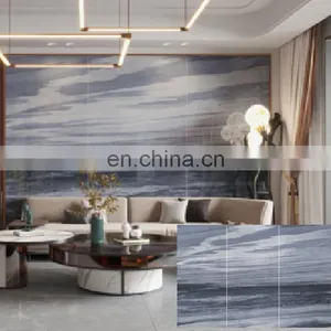 Large Grading Bathroom Blue Ceramic Thin Marble Slab Floor Stone Vitrified Tiles Slabs thumbnail-1