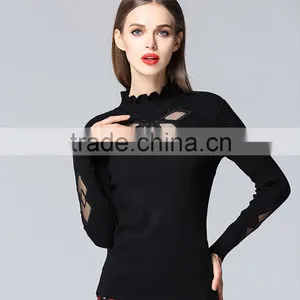 Special Design See Through Look Pullover Collar Sexy Knitwear for Fashion Leads thumbnail-2