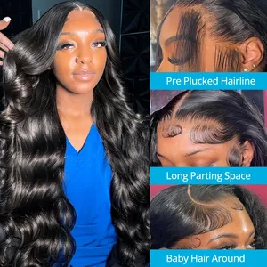 Wig 100% Human Hair Virgin Hair Lace Wig thumbnail-1