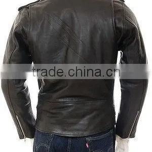 Men's Motorcycle Classic Biker Leather Jacket Style Marlon Brando thumbnail-3