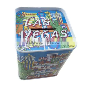 Las Vegas Square Money Tin Box/coin Bank thumbnail-1