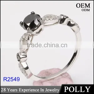 10k Gold Black Diamond Jewellery Luxury Engagement Ring Set for Lady thumbnail-1