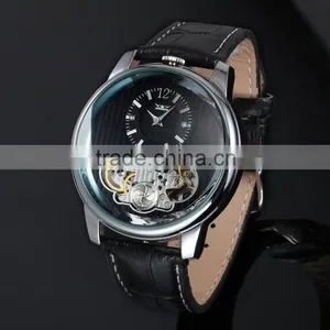 Men Watch Leather Fashion Brand Watches Feather Skeleton Dress Watches ZB005 thumbnail-1
