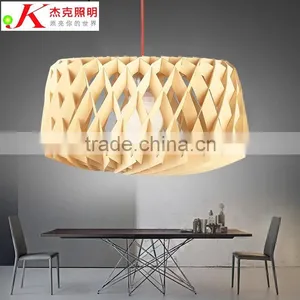 Wooden LED Pendant Light JK-8005B-07 Restaurant Wooden Shade Pendant Lamp E27 Lamp Holder thumbnail-1