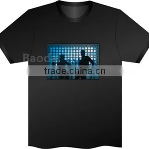 EL T-Shirt Sound Activated Flashing T Shirt Light Up Down Music Party Equalizer LED T-Shirt Interchangeable Short Black Tshirt thumbnail-6