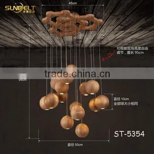 ST-5354 Sunbelt Manufacturer's Premium Wooden Pendant Light ,7 Head Round Ball Ceiling Light, Dinning Room Hanging Lamp thumbnail-3
