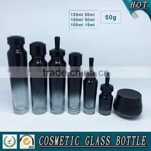 Black Colored Empty Cosmetic Packaging Glass Bottles and Jars thumbnail-1