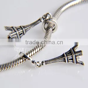 Effiel Tower Dangle 925 Sterling Silver Bead Fits Snake Chain Charm Silver thumbnail-1