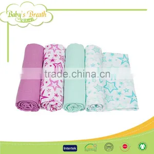 MS-24 Anti-bacterial Good Breathable Cheap Swaddle Blanket Printed Muslin Cotton Cloths Baby Towel thumbnail-4