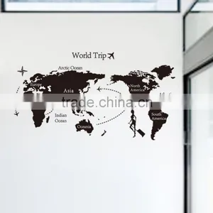 New Design World Map Wall Sticker,5d Home Decor Pvc Wall Sticker,black Pvc 3d Wall Sticker thumbnail-1