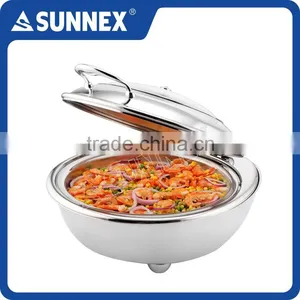 SUNNEX Professional Mirror Finish Hydraulic Hinge 6.8 Litre Glass Lid Chafer thumbnail-1