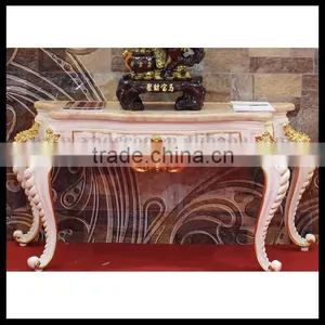 Gold and White Color Luxury Console Table Set Hallway Console Table and Mirror thumbnail-1