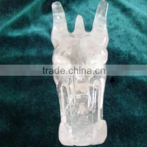 Natural Stone Clear Crystal Dragon Skull thumbnail-2