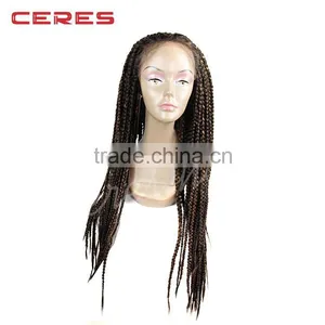 Synthetic Wig for Africa American Women Material Lace Front Black Kinky Curly Wig Style Box Braid Wig With Heat Resistant Fiber thumbnail-2