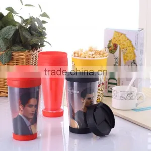 Colorful 14OZ Double Wall Plastic Coffee Cup With Inner Color-paper thumbnail-2