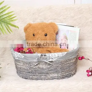 Handmade Maize Basket Flat Knitting Corn Rope Rattan Storage Basket Set of 3 thumbnail-6