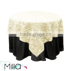 Rosette Satin Tablecloth Rose Wedding Cake Table Overlay thumbnail-5