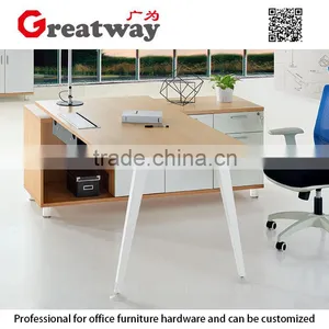 2016 Simple Design Modern Office Mesa /desk With Strong Wood Frame Executive Table Tempered Glass Office Furniture(QE-40L-2) thumbnail-2