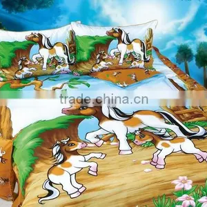 Good Quality 100% Cotton Carton Bed Sheet Children Kids Bedding Set/horse thumbnail-1