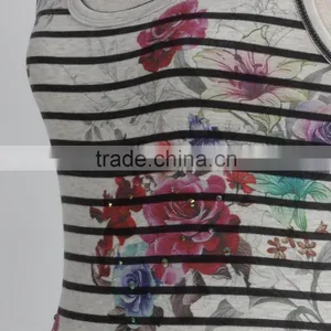 F5S15001 Stripe Design Ladies Wholesale Tank Top Manufacturer for 2016 Summer thumbnail-6