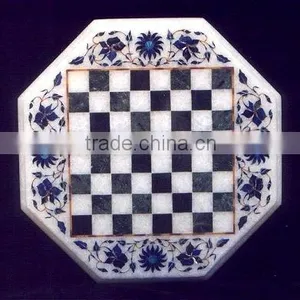 Marble Stone Chess Inlay Coffee Table Top thumbnail-1