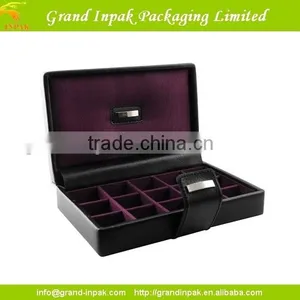 Luxury Large Cufflink Storage Display Box Wrapping With Leather thumbnail-1