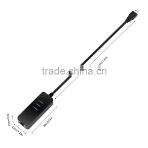 High-speed Usb3.0 4 Por Hub, 3 Port Usb 3.0 Hub From With 1 Rj45 Gigabit Ethernet LAN Wired Network Adapter thumbnail-3