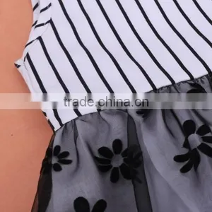New Kids Girl's Wear Sleeveless Cute Dot Striped O-Neck Patchwork Dress thumbnail-4