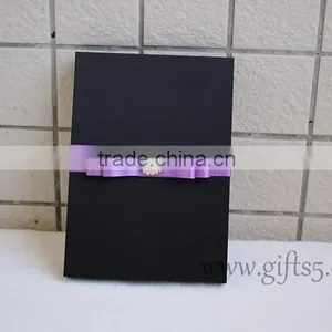 Elegant Custom Black Wedding Invitation Box With Ribbon thumbnail-5