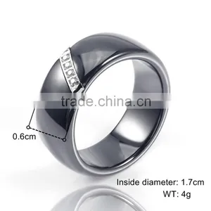 Stainless Steel Ceramic Micro-setting cz Diamond New Coming Design Black Simple Ring Jewelry thumbnail-3