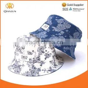 Fashion Blue Australian Streetwear Bucket Hat Floral Print Pattern Cotton Reversible Paisley Bucket Hat thumbnail-1