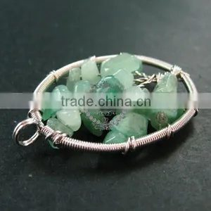 40x55mm Oval Handmade Wiring Tree in Random Green Jade Jasper Stone Pendant Charm DIY Supplies 1820244 thumbnail-3