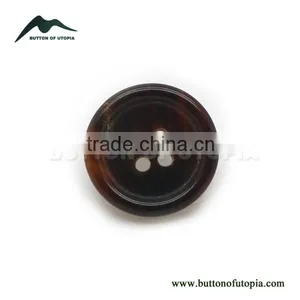 4 Holes 32L(20.32mm) and 24L(15.24mm) Real Brown Color Buffalo Horn Button for Suit Coat With Rim thumbnail-1