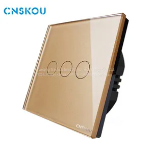 Cnskou 2017 New Design EU Luxury Glass Panel 3gang1way Touch Switch for Led thumbnail-1