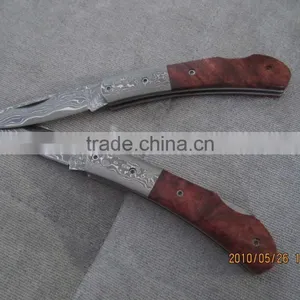 2015 New Design Luxury Unique Damascus Pattern Spring Assisted Tactical Folding Pocket Knife thumbnail-2