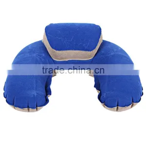 Inflatable U-shape Neck Pillow Flocking CushionTool for Outdoor Travel Camping Noon Break 4 Colors thumbnail-5