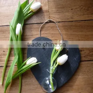 Natural Hanging Heart Shaped Slate With Vase thumbnail-1