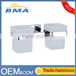 Wall Mounted Stainless Steel Bathroom Double Glass Tumbler Holders thumbnail-1
