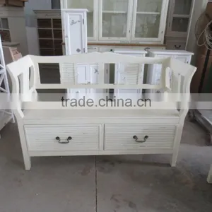Shabby Large Wooden Stool for 3 People thumbnail-3