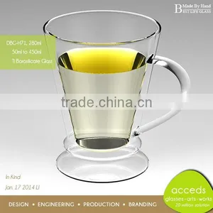Lower MOQ Borosilicate Glass Coffee Cup With Glass Handle thumbnail-2