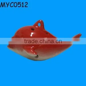 Red Ceramic Fish Shaped Custom Wholesale Ocarina thumbnail-1